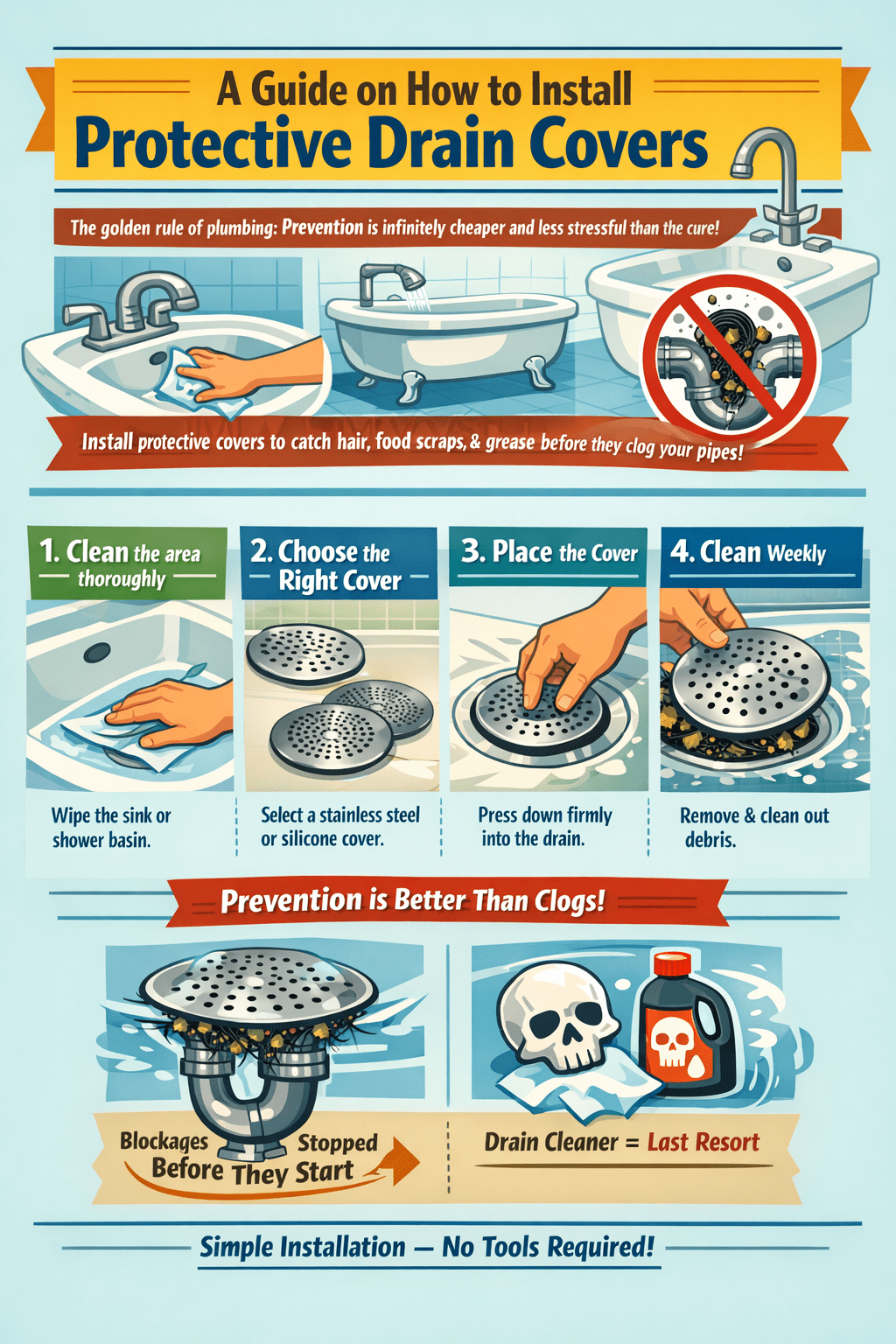 A guide on how to install protective drain covers